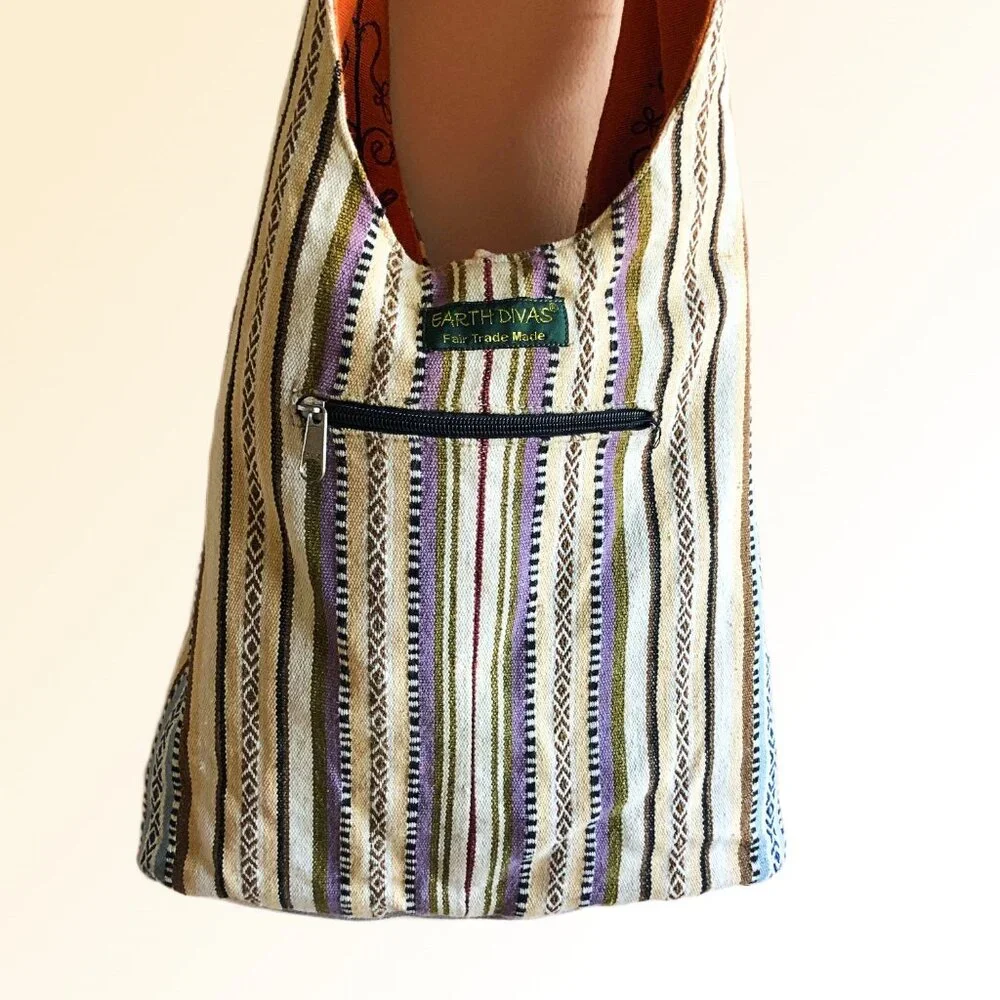 Earth Divas Reversible Boho Embroidered Hobo Bag - Picture 3 of 15
